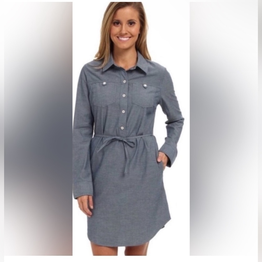 Patagonia Women’s Denim Midi Length Longsleeve Shirt Dress Size 4 Blue